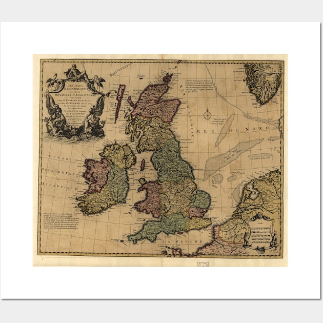 Vintage Map of The British Isles (1700s) Wall Art by Bravuramedia